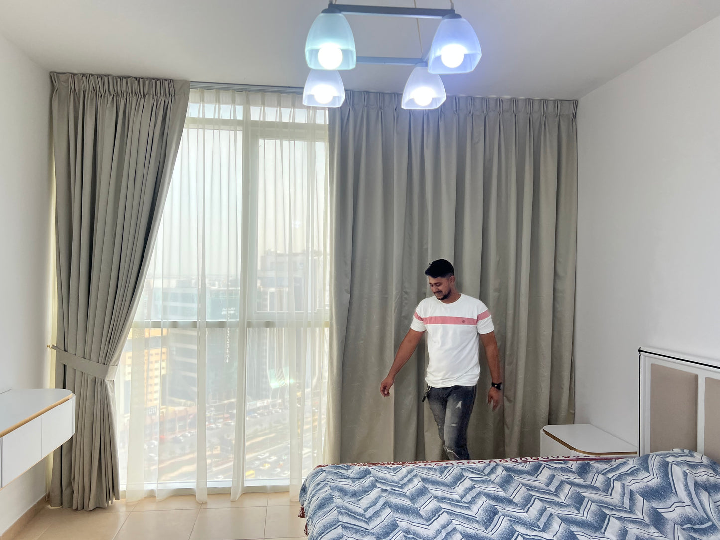 Custom Pinch Pleat Blackout Curtains with Sheer – Elegance & Versatility in Dubai